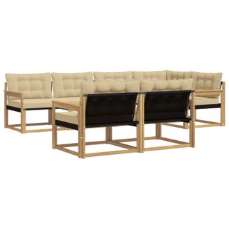 vidaXL Conjunto De Sof&aacute;s De Exterior Con Coj&iacute;n 7 Pcs Y Beige Vidaxl