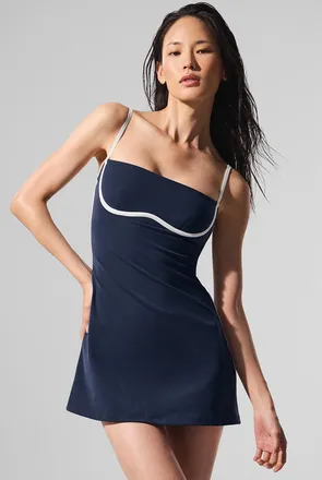 Alo | Airbrush Streamlined Dress in Navy/Ivory, Size: Large