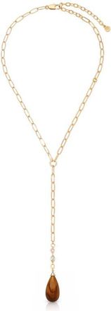 Ettika Tiger Eye Teardrop Lariat Necklace in Tigers Eye at Nordstrom