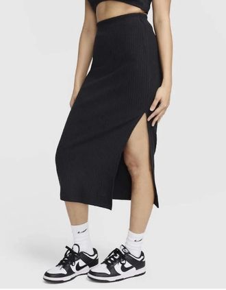 Nike Womens Nike Sportswear Chill Rib Black Skirt - Size: 12