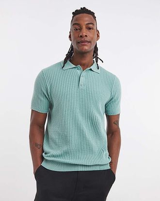 Jacamo Waffle Knitted Polo