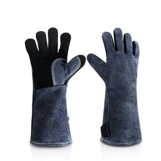 OEM Par De Guantes Resistentes Al Calor Para Barbacoa, Estufa De Le&ntilde;a, Chimenea, Horno, Soldadura, Parrilla, Altas Temperaturas, Guantes Largos De Cuero