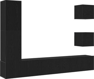 vidaXL Vidaxl - 6 Piece tv Cabinet Set Black Oak Engineered Wood