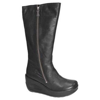 FLY London JATE917FLY Mousse Leather Womens Wedge Sole Boots - Black - Size:UK 7