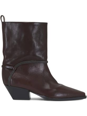 Brunello Cucinelli leather cowboy boots - Brown