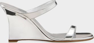 Stuart Weitzman 85mm Vinnie Metallic Leather Wedges