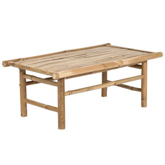 Beliani Mesa De Centro De Bamb&uacute; 80 X 45 Cm Madera Clara Todi Maciza Dise&ntilde;o R&uacute;stico Interior Exterior Tono Claro
