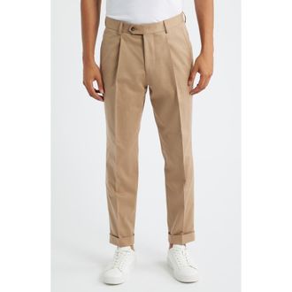 BOSS Peet Pleated Virgin Wool Dress Pants in Medium Brown at Nordstrom Rack, Size 38