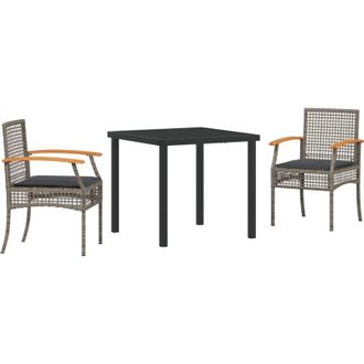 vidaXL Conjunto De Comedor De Jard&iacute;n 3 Pcs Gris Rat&aacute;n Sint&eacute;tico Vidaxl