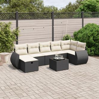 vidaXL Vidaxl - Set Divani Da Giardino Con Cuscini 8 Pz Nero In Polyrattan