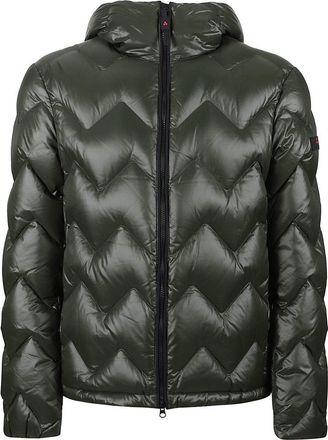 Peuterey Chevron-Quilted Hooded Down Jacket With Front Zipper