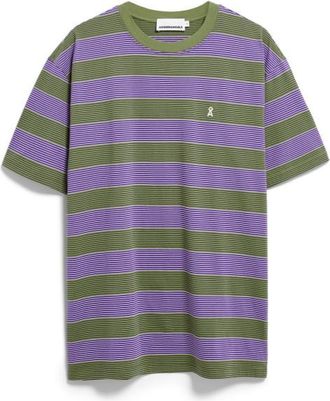 Armedangels Maarkos Multi Stripes T-Shirt f&uuml;r Herren | oliv