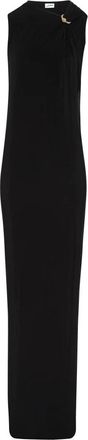 Jean Paul Gaultier Zwarte Jurk met Asymmetrische Halslijn en Metalen Piercing Detail - Dames - Maxi kleedjes - Zwart - XS - Kleedjes