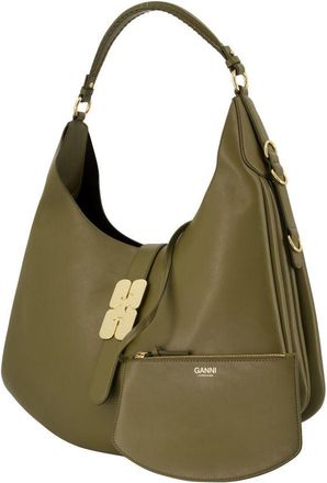 Ganni Womens Kat Shoulder Bag Khaki Synthetic