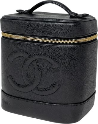 Chanel Black Grained Calfskin Pouch Vanity Bag (Pre-Owned)