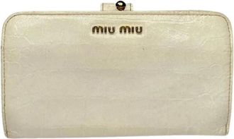 Miu Miu Pre-owned Wallets, female, White, Size: ONE SIZE Pre-owned Leather Wallet
