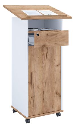 VCM Consola De Altavoz M&oacute;vil Vcm Wood Dimensiones Aprox. Al. 109 A 120 Cm X An. 60 Cm X P. 50 Cm Escritorio De Pie Con Rodillos Rollable Con Caj&oacute;n Mesa De