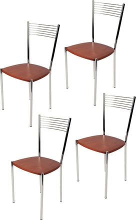 Tommychairs Tommychairs 4 Sillas Elegance Acero Cromado, Asiento Madera Cerezo