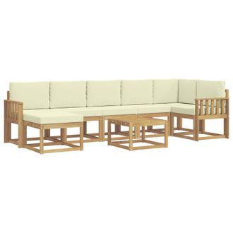 vidaXL Conjunto De Sof&aacute;s De Exterior 8 Pcs Blanco Y Crema Poli&eacute;ster Vidaxl