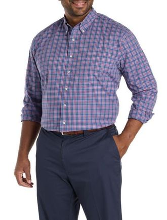 Brooks Brothers Big & Tall Check Poplin Sport Shirt in Harbor Plaid at Nordstrom, Size Xx-Large