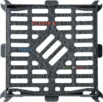 Decorspace Decor Space - Chiusino pluvia c grigliato concavo in ghisa sferoidale 50 x 50 cm