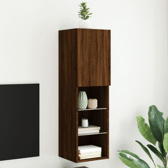 vidaXL Vidaxl - Mueble Para Tv Con Luces Led Roble Marr&oacute;n 30,5x30x102 Cm