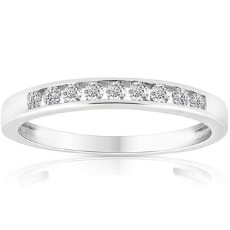 Pompeii3 1/4 Ct Diamond Channel Set Wedding Ring 10k White Gold