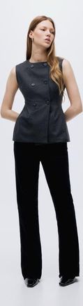 H&M Double-breasted Waistcoat in Dark Gray Melange at Nordstrom, Size X-Small