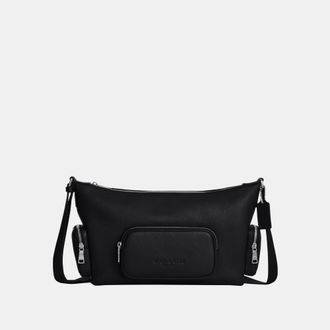 Coach Mens Finn Crossbody Bag With Pockets - Black Leather - One Size