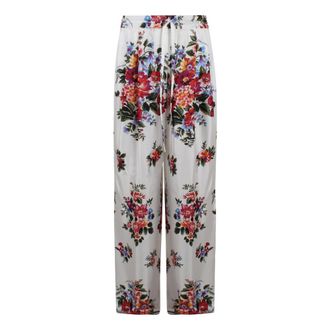 Dolce & Gabbana Wide Trousers, female, Multicolor, Size: L Flowing Twill Trousers with Bouquet Print