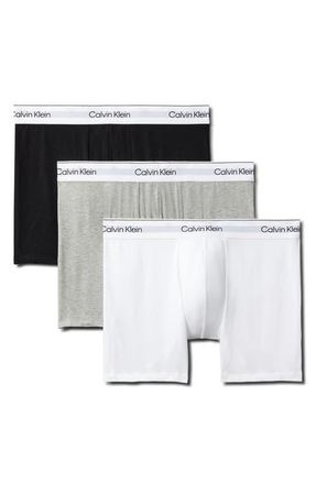 Calvin Klein Icon 3-Pack Stretch Cotton Boxer Briefs in Grey Heather/Black/White at Nordstrom, Size X-Large