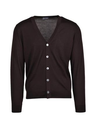 Drumohr Purple Thin Merino Wool V-Neck Cardigan