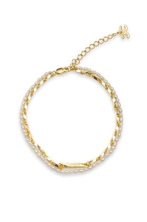 Classicharms Madison Layered Freshwater Pearl Anklet in Gold at Nordstrom