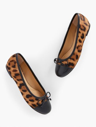 Talbots Blair Cap Toe Ballet Flats - Calf Hair Leopard - Tan - 6 1/2 M Talbots