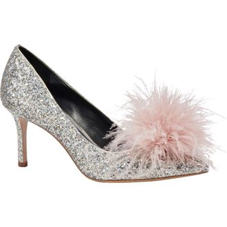 Kate Spade New York marabou pointed toe pump in Gold/Silver at Nordstrom, Size 10