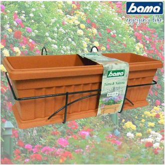 Trade Shop Trade Shop - Fioriera Da Balcone Ringhiera 40cm Balconetta Con Supporto E Sottovaso Completa