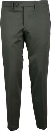 Michael Coal Military Green Slim Tapered Trousers with Clean Front and Button Closure