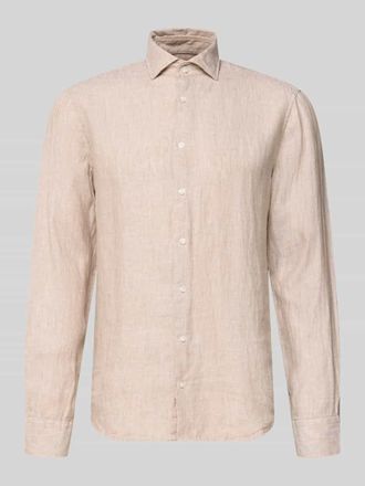 Seidensticker Regular Fit Business-Hemd aus Leinen mit Kentkragen in Sand, Gr&ouml;&szlig;e 39