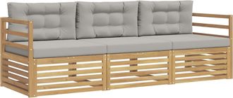 vidaXL Conjunto De Sof&aacute;s De Exterior 3 Uds. Blanco Y Gris Claro Vidaxl
