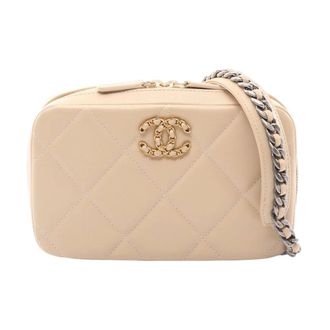 Chanel Pre-owned Vintage Quilted Leather Camera Bag with Chain Strap - Dames - Pre-owned - Beige - Maat: ONE Size Leer