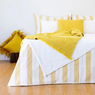 Casa da Laura Funda n&oacute;rdica rayas 100% algod&oacute;n mostaza cama 90 cm (160 x 220 cm 1