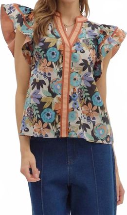 Entro Meadow Floral Blooms Blouse In Cinnamon