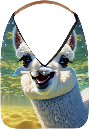 Generic Lovely Alpacas Swims Underwater Reusable Lightweight Grocery Bags - Foldable Into Compact Pouch, Washable & Sturdy, Multipurpose for Shopping and Trav