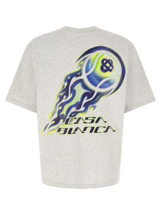 Casablanca Flaming Tennis Ball Graphic T-shirt - grey