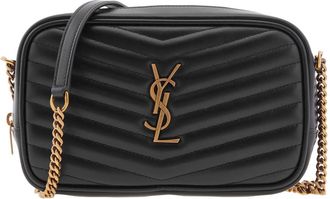 Saint Laurent Black Leather Mini Lou Crossbody Bag