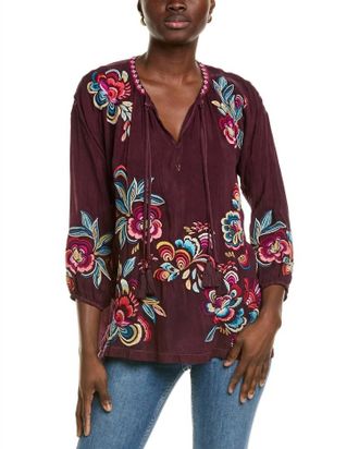 Johnny Was Zadonia Nemma Blouse In Fig