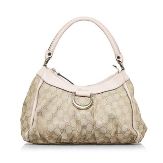 Gucci Pre-owned Womens Vintage GG Canvas Abbey D-Ring Handbag Brown - Beige Canvas (archived) - One Size