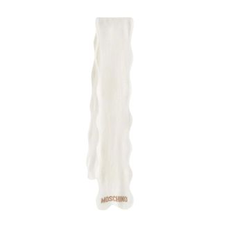 Moschino Logo Ribbed Scarf - Dames - Accessoires - Beige - Maat: ONE Size Wol