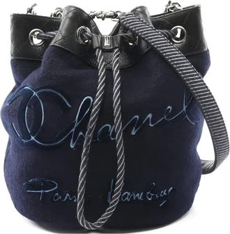 Chanel 2018-2019 bucket-tas met geborduurde ketting - Blauw