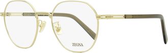 Ermenegildo Zegna Mens Geometric Round Eyeglasses EZ5270-H 032 Pale Gold 53mm